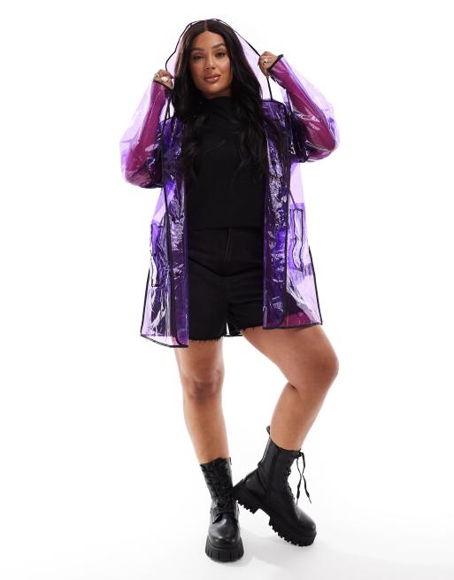 Brave Soul Plus imperméable transparent de festival violet, 3 de 4