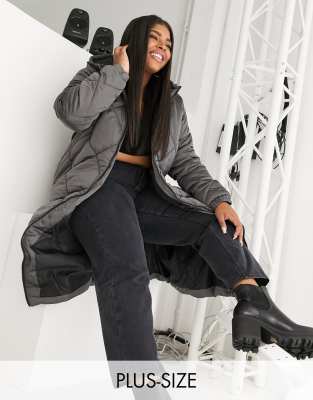 plus size longline puffer coat