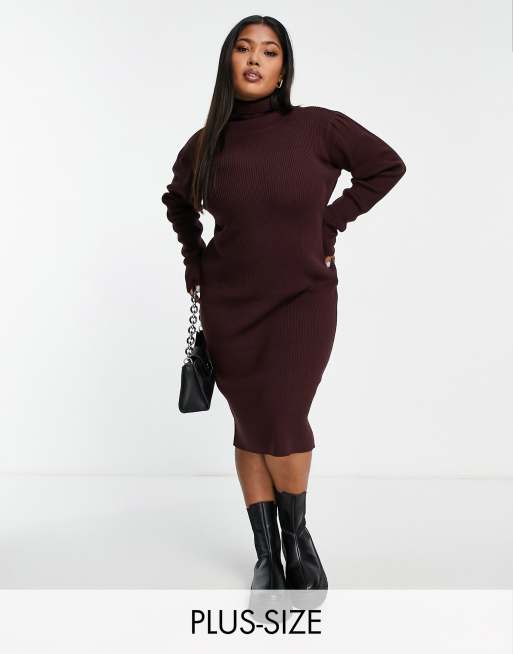 chic knit dress Intuitions Long Sleeve Ribbed Knit Dress Green