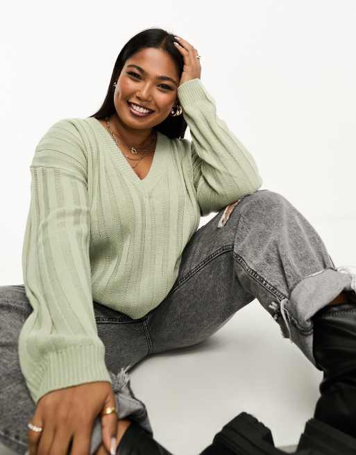 Plus size outlet v neck sweaters