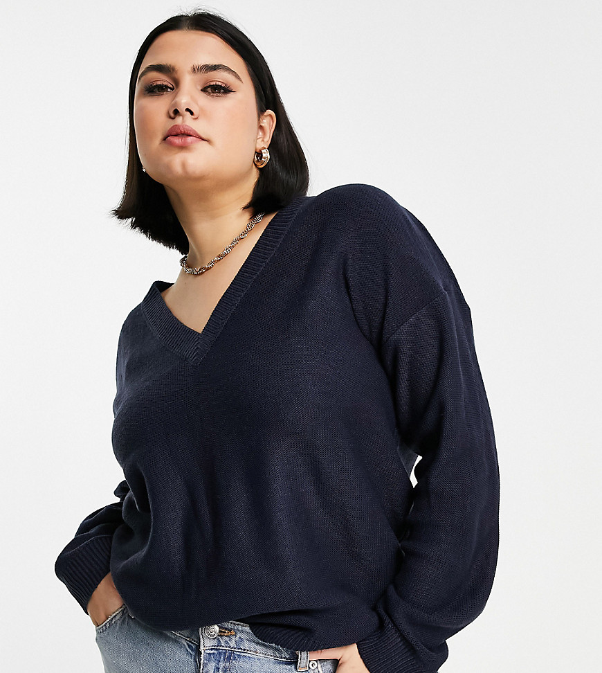 Plus-size jumper by Brave Soul The soft stuff V-neck Drop shoulders Ribbed trims Relaxed fit