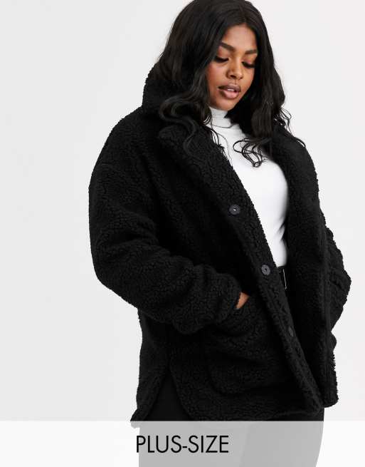 manteau imitation mouton noir femme