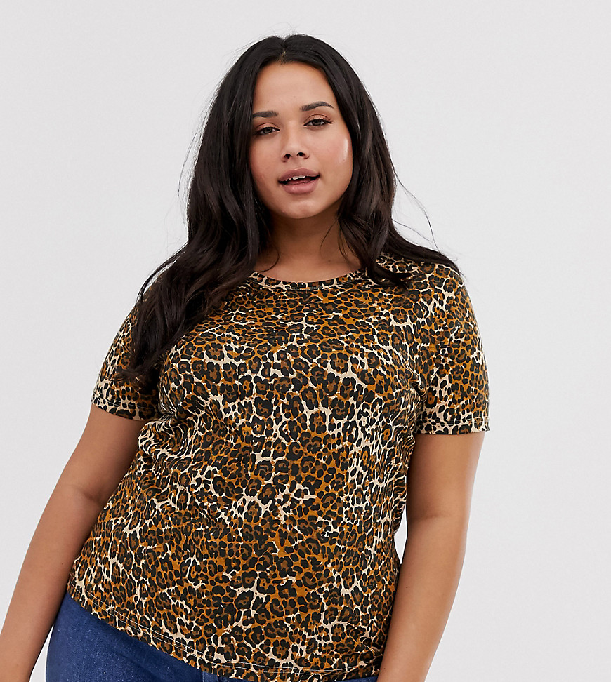 Brave Soul Plus – Leopardmönstrad t-shirt-Flerfärgad