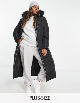 Brave Soul Plus marcella padded parka jacket with hood in black - ASOS Price Checker