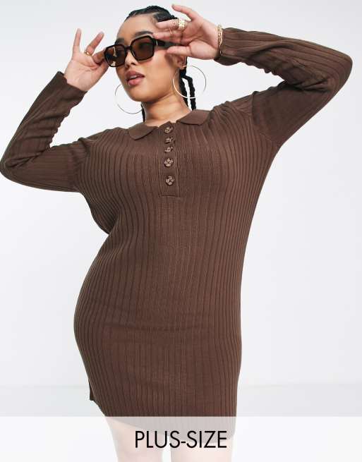 Brave Soul Plus - Matilda - Vestito stile polo in maglia
