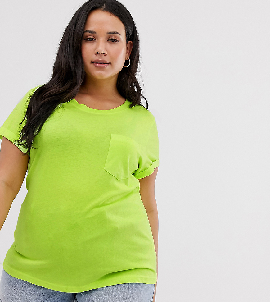 Brave Soul Plus – Neongrön t-shirt i oversize-modell