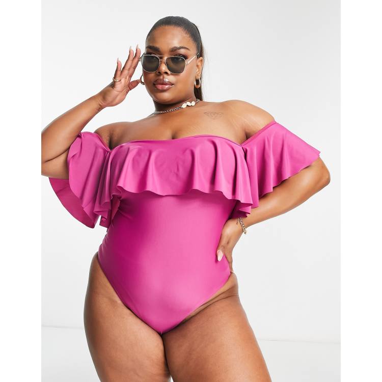 Off the shoulder hot sale one piece swimsuit