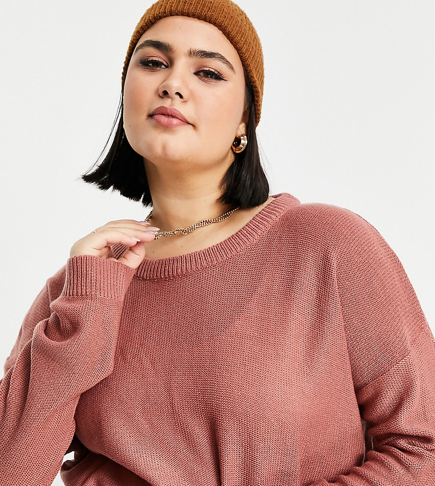 Plus-size jumper by Brave Soul Act casual Crew neck Drop shoulders Ribbed trims Oversized, boxy fit