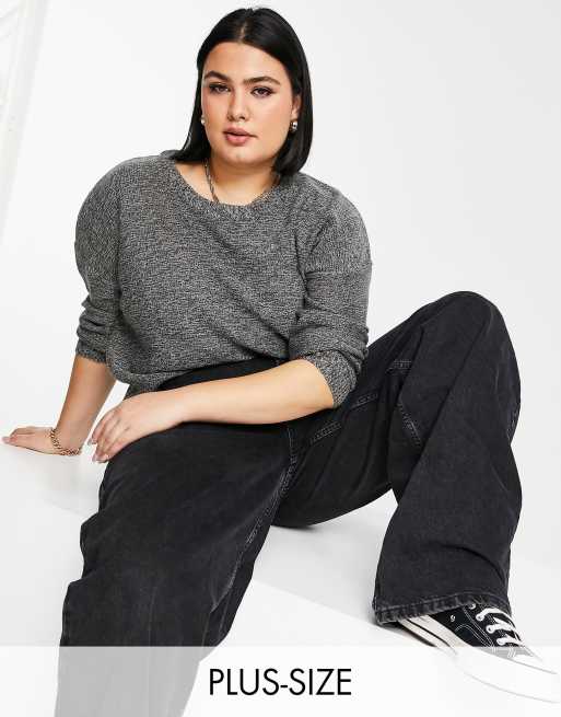 Brave Soul Plus oversized grunge boxy crew neck sweater