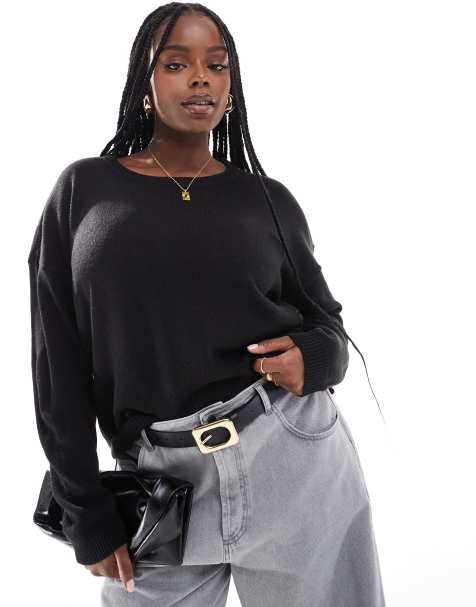 Brave Soul Plus – Pullover in Schwarz mit Rundhalsausschnitt - view 1