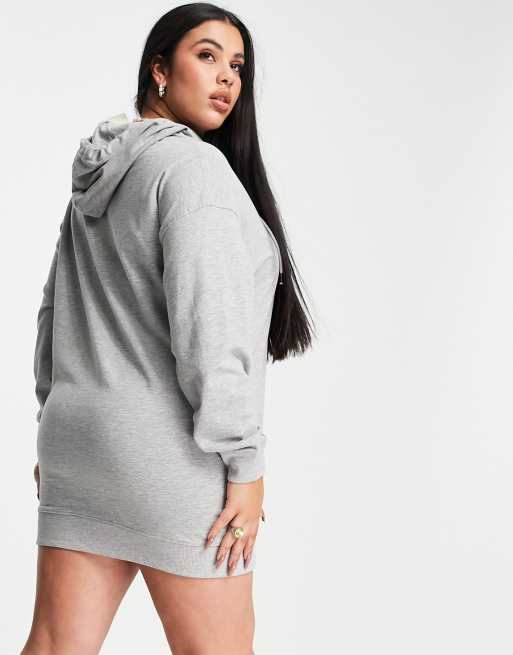 Brave Soul Plus raku hooded jumper dress in grey marl, 2 of 4