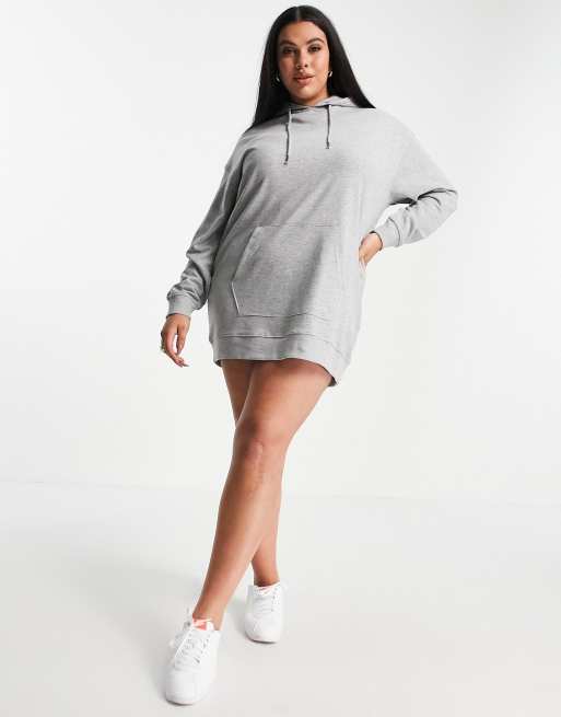 Brave Soul Plus raku hooded jumper dress in grey marl, 4 of 4