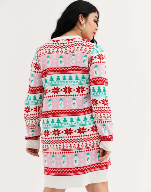 Brave Soul Plus - Robe pull de Noël à motif bonhomme de neige en jacquard, 2 de 4