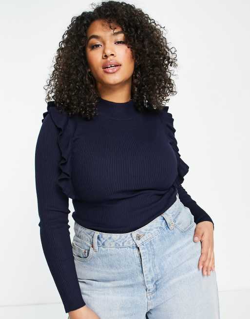 Brave Soul Plus shakeit ruffle jumper