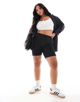 Brave Soul Brave Soul Plus sindy legging shorts in black