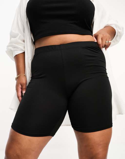 Brave Soul Plus – Sindy – Legging-Shorts in Schwarz