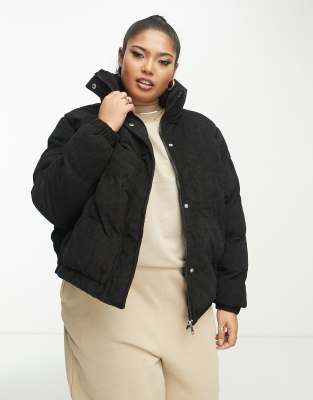 Brave Soul cropped puffer jacket in black