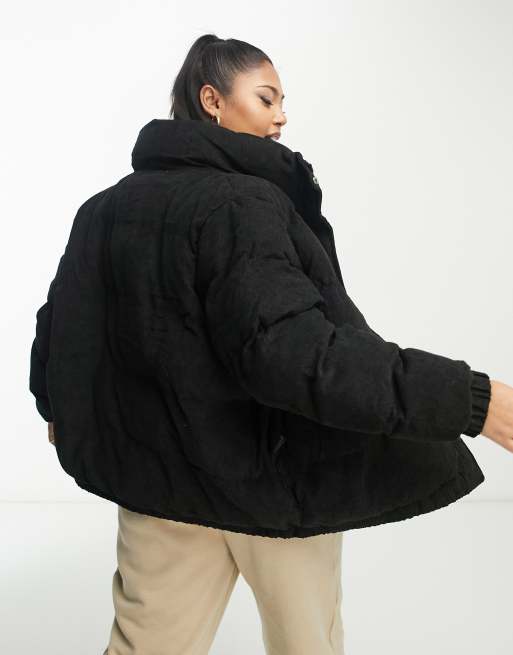 Brave Soul slay puffer jacket in black