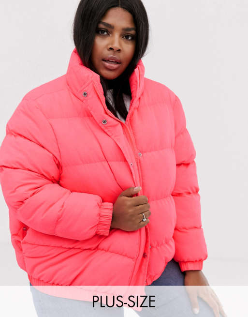 Brave Soul Plus slay padded coat in neon