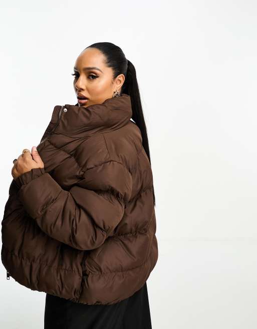 Brave Soul slay puffer jacket in khaki