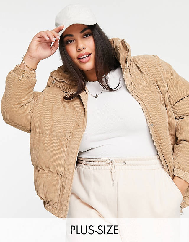 Brave Soul - plus slay puffer jacket in cord