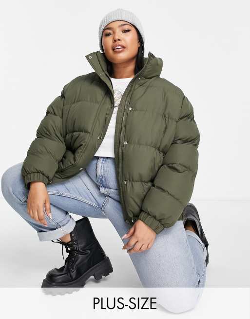 Brave Soul slay puffer jacket in khaki