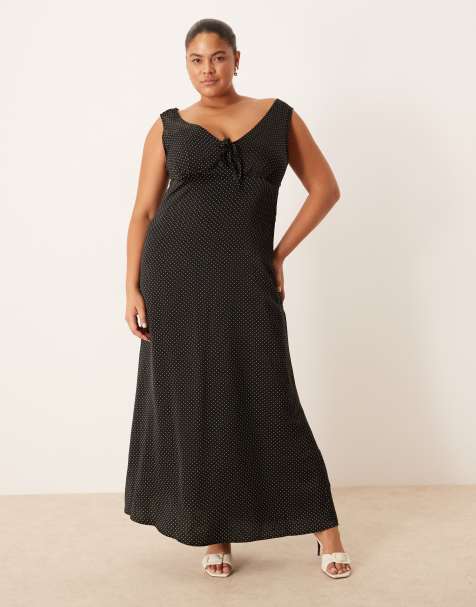 Brave Soul Plus sleeveless satin maxi dress in black - view 1