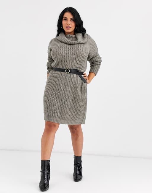 Plus size cowl 2025 neck sweater dress