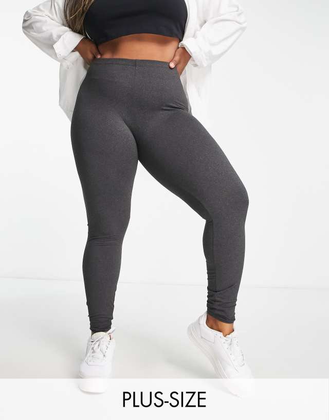 Brave Soul Plus south high waisted leggings in dark gray