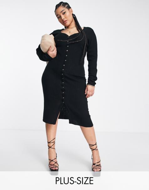 Brave Soul Plus stories button thru knitted dress