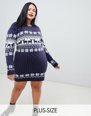 plus size fair isle sweater dress