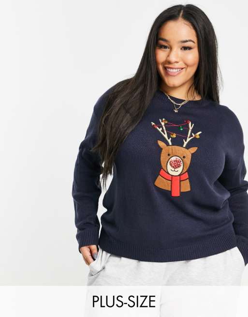 Brave Soul Plus – Świąteczny sweter z reniferem