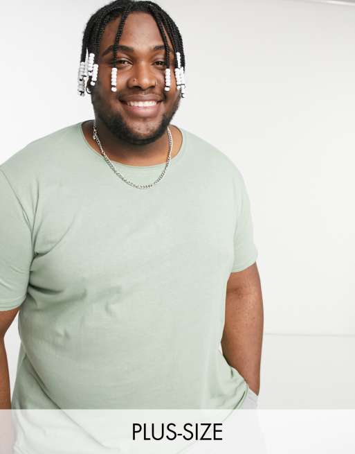 Brave Soul Plus - T-shirt con bordi grezzi verde