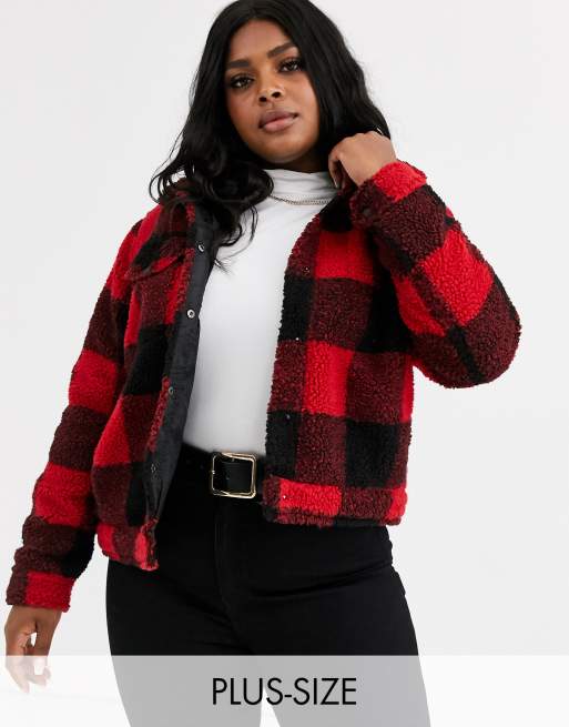 Brave Soul Plus tedd borg tartan check jacket