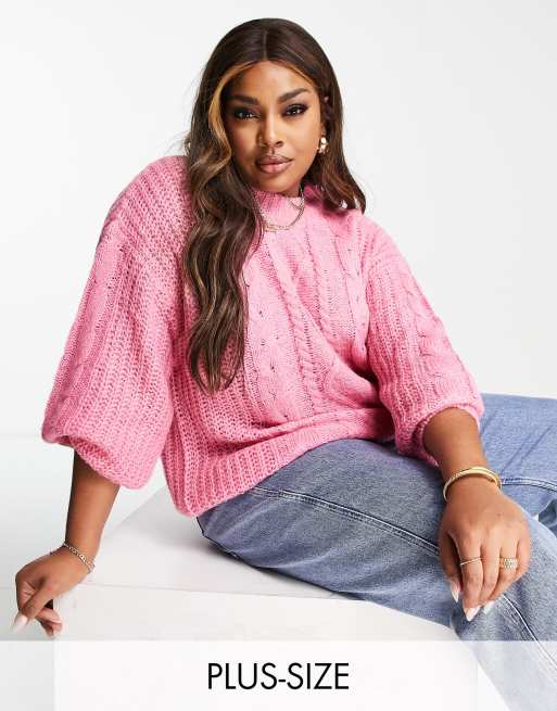 Plus size pink sweater sale