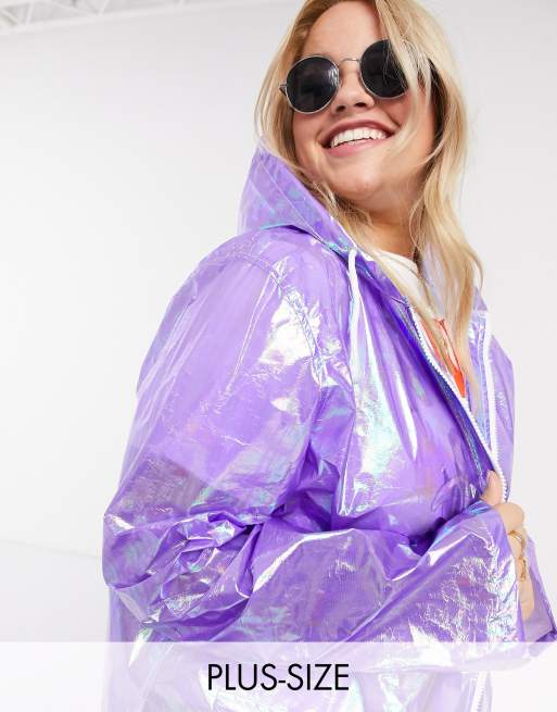 Holographic rain mac outlet plus size