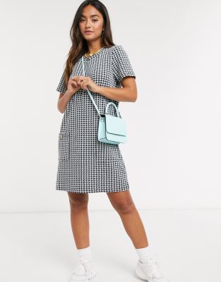 black white check dress