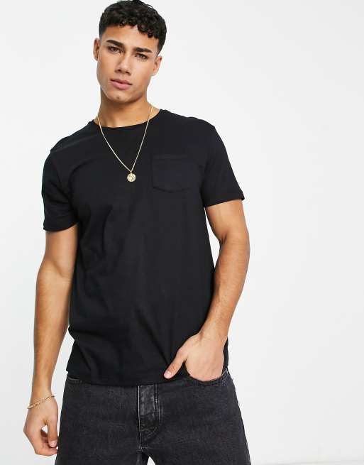 Brave Soul pocket t-shirt in black