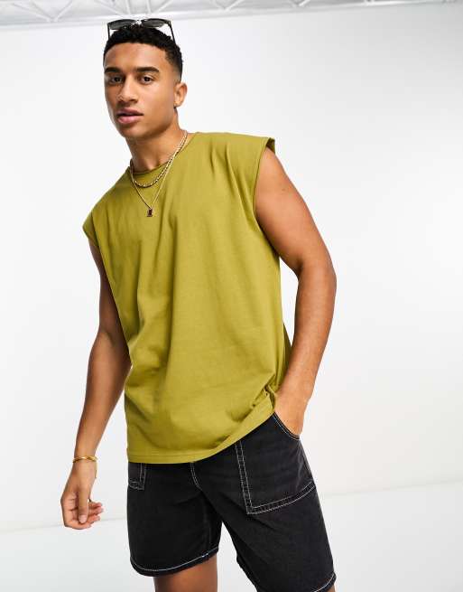 Brave Soul – Podkoszulek oversize z nieobszytym brzegiem w jasnym odcieniu khaki