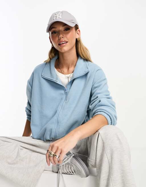 Brave Soul polar fleeze zip through sweatshirt in blue