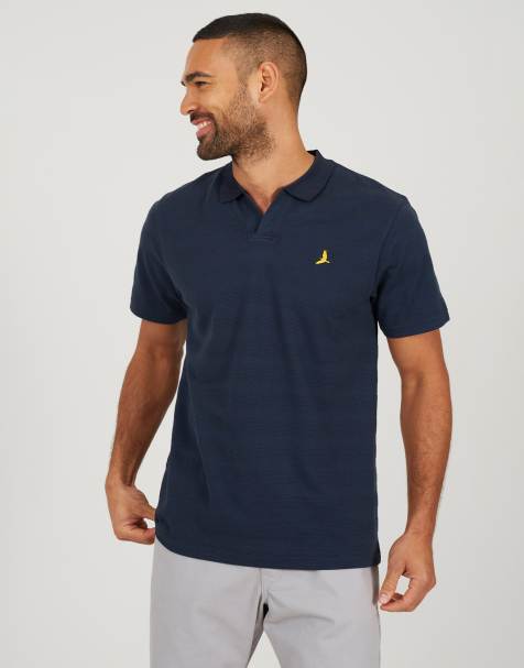 Brave Soul - Polo à col V et broderie - Bleu marine - view 1