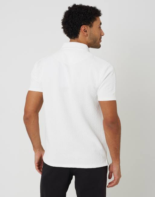 Brave Soul - Polo a maniche corte bianco sporco con zip corta, 2 di 4