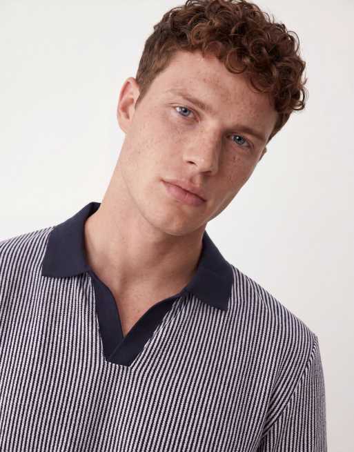 Brave Soul - Polo a maniche corte blu navy ed écru a righe, 3 di 5