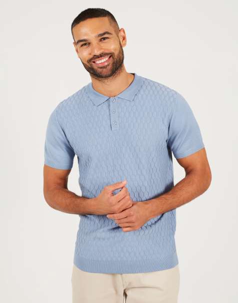 Brave Soul - Polo a maniche corte in maglia azzurra - view 1