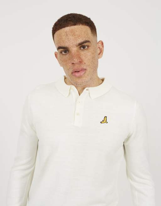 Brave Soul - Polo a maniche lunghe bianco sporco con zip corta, 2 di 4