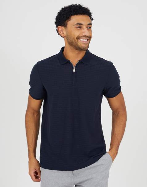 Brave Soul - Polo azul marino con cuello de cremallera - view 1
