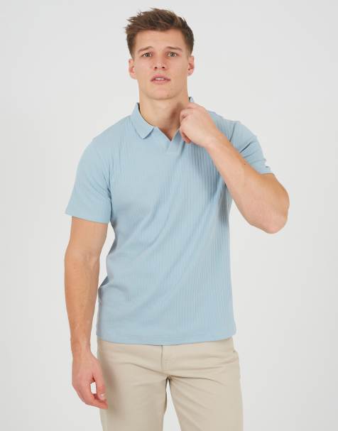 Brave Soul - Polo blu con colletto aperto - view 1