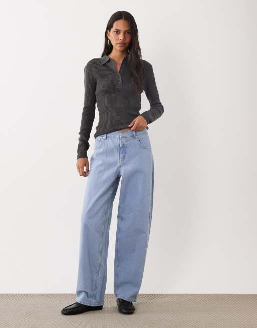 Brave Soul polo collar sweater in charcoal gray, 2 of 4