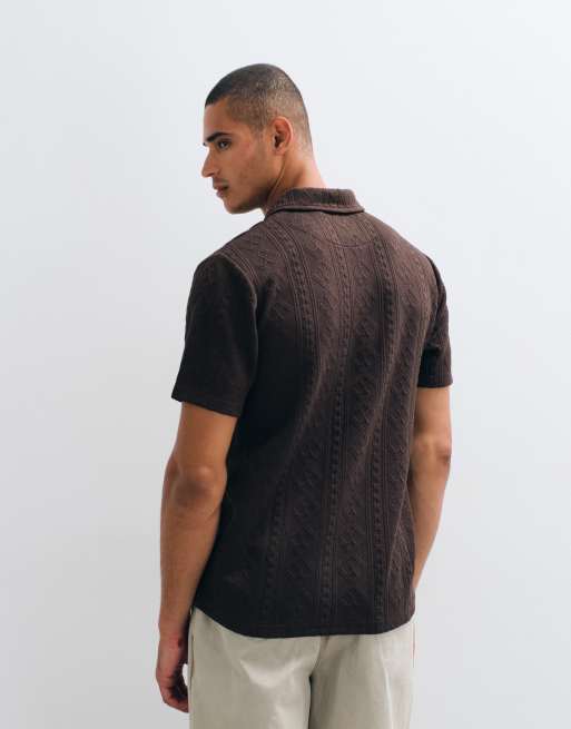 Brave Soul polo en maille à col montant couleur chocolat, 2 de 5