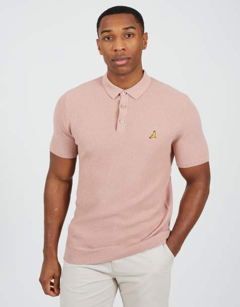 Brave Soul - Polo en maille de coton gaufrée avec broderie - Rose - view 1